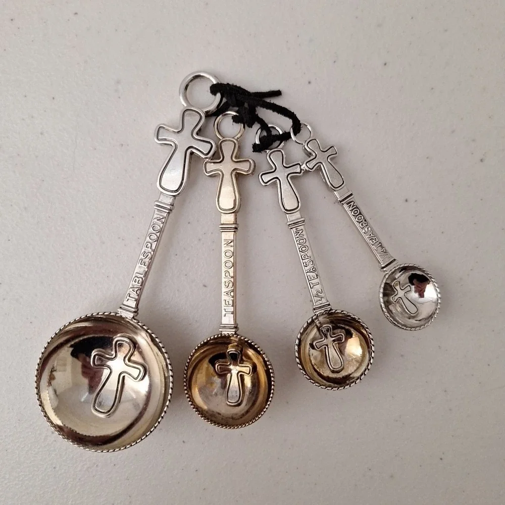 RARE Vintage MSC Religious Cross Measuring Spoons 4 Pc. Set Catholic
